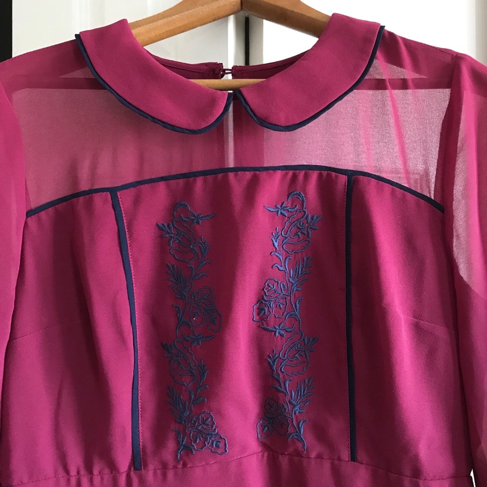 ModCloth Burgundy Embroidered Dress